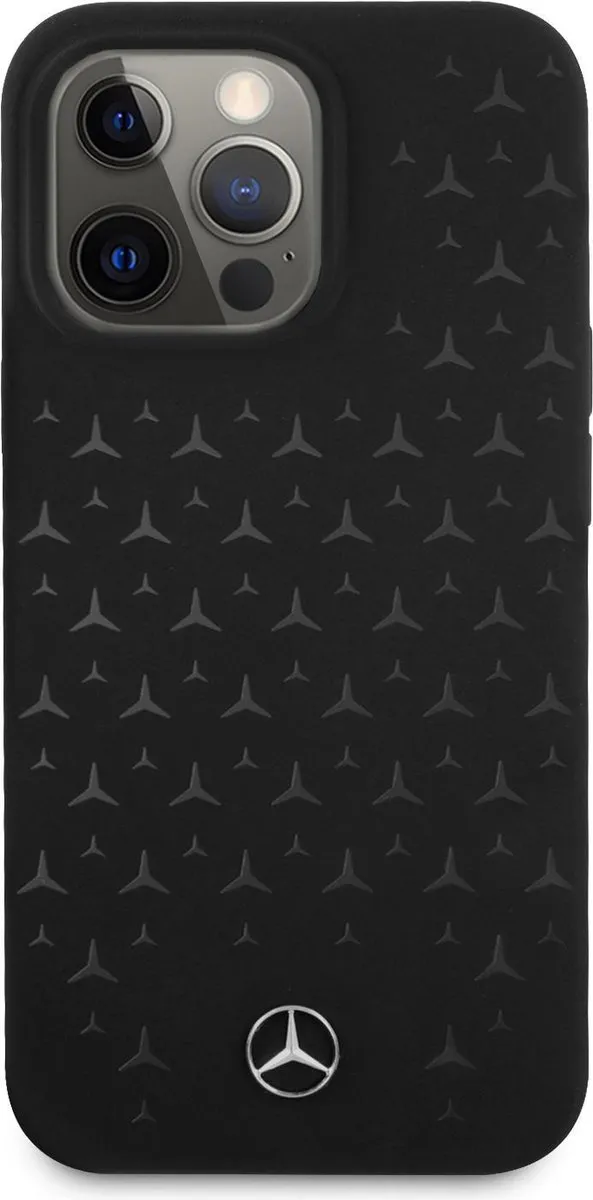 Mercedes-Benz Silicone Hoesje iPhone 13 Pro - Stars Pattern - Zwart
