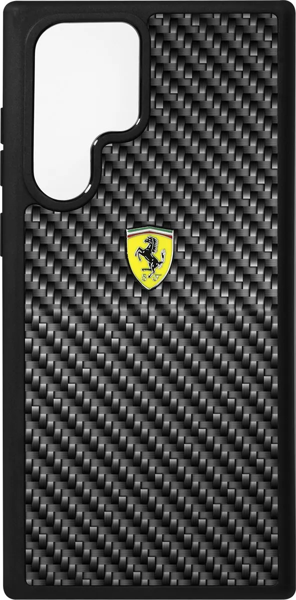 Ferrari Hoesje Samsung Galaxy S22 Ultra - Effen Zwart Carbon