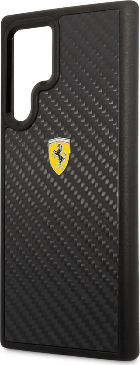 Ferrari Hoesje Samsung Galaxy S22 Ultra - Effen Zwart Carbon