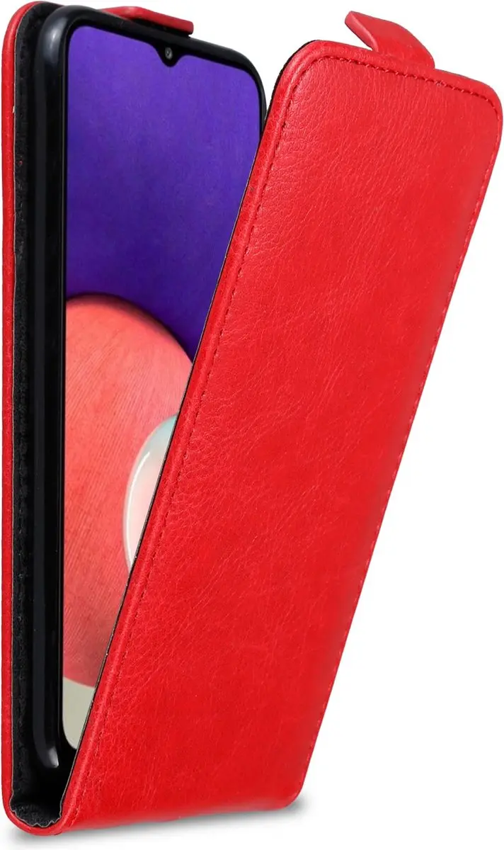 Cadorabo Hoesje geschikt voor Samsung Galaxy A22 5G in APPEL ROOD - Beschermhoes in flip design Case Cover met magnetische sluiting