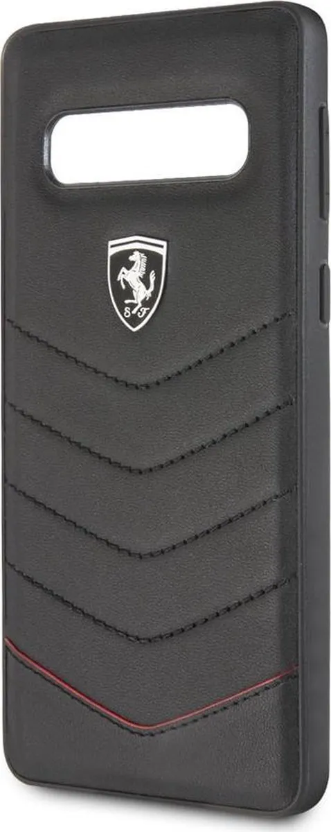 Ferrari Hoesje Samsung Galaxy S10+ - Zwart Leder