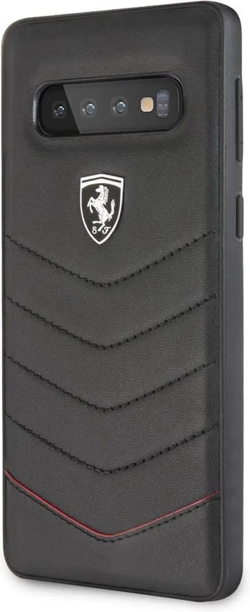 Ferrari Hoesje Samsung Galaxy S10+ - Zwart Leder