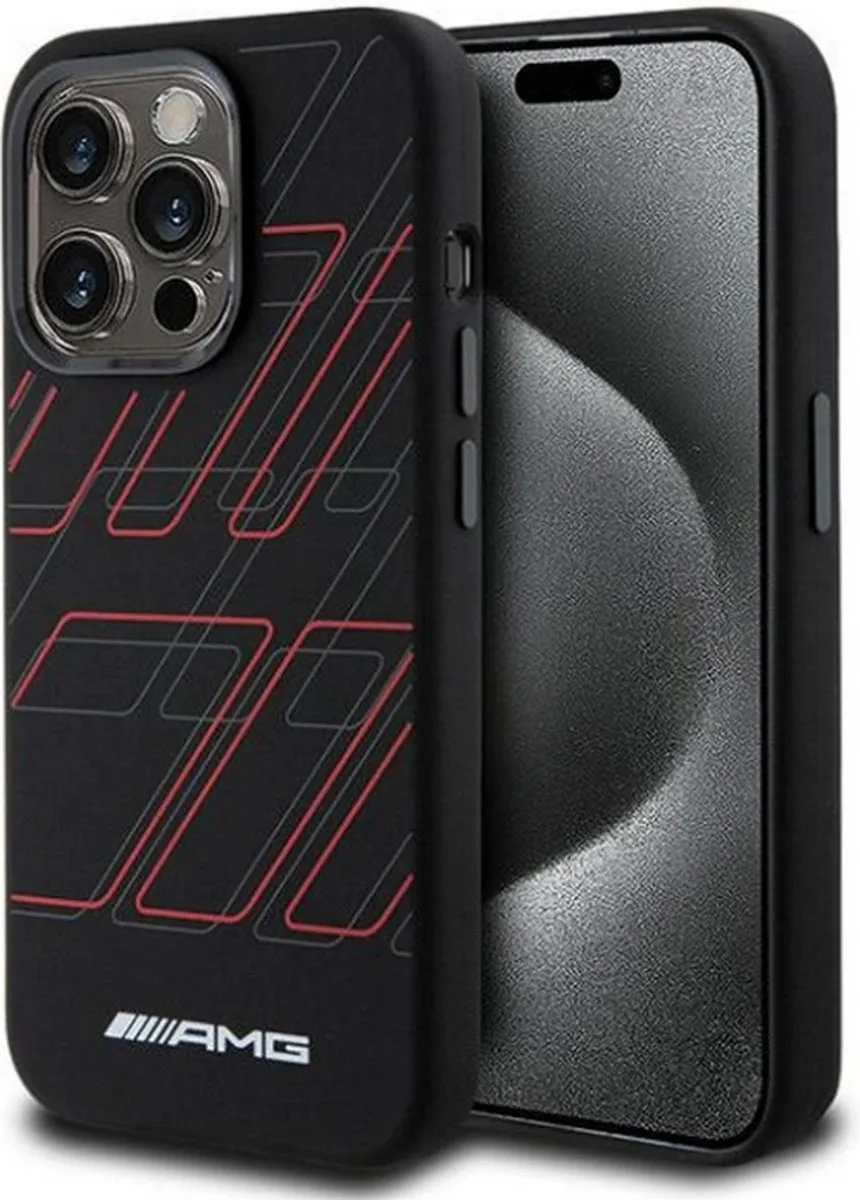 Mercedes-AMG Large Rhombuses Back Case - iPhone 15 Pro 6.1" - Zwart