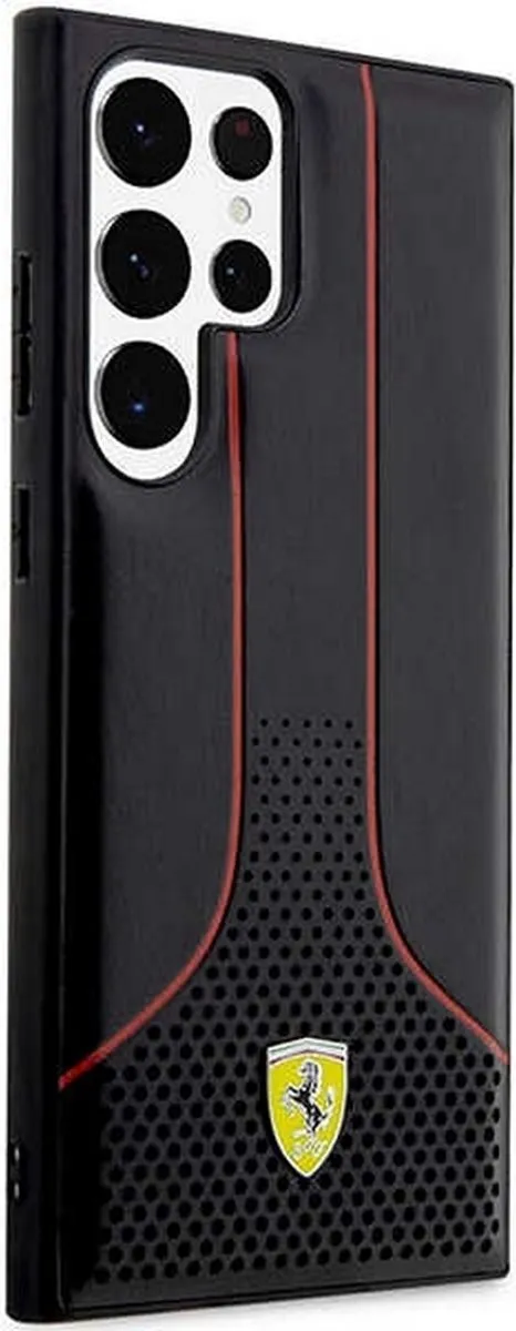 Ferrari Perforated Back Case - Samsung Galaxy S23 Ultra - Zwart