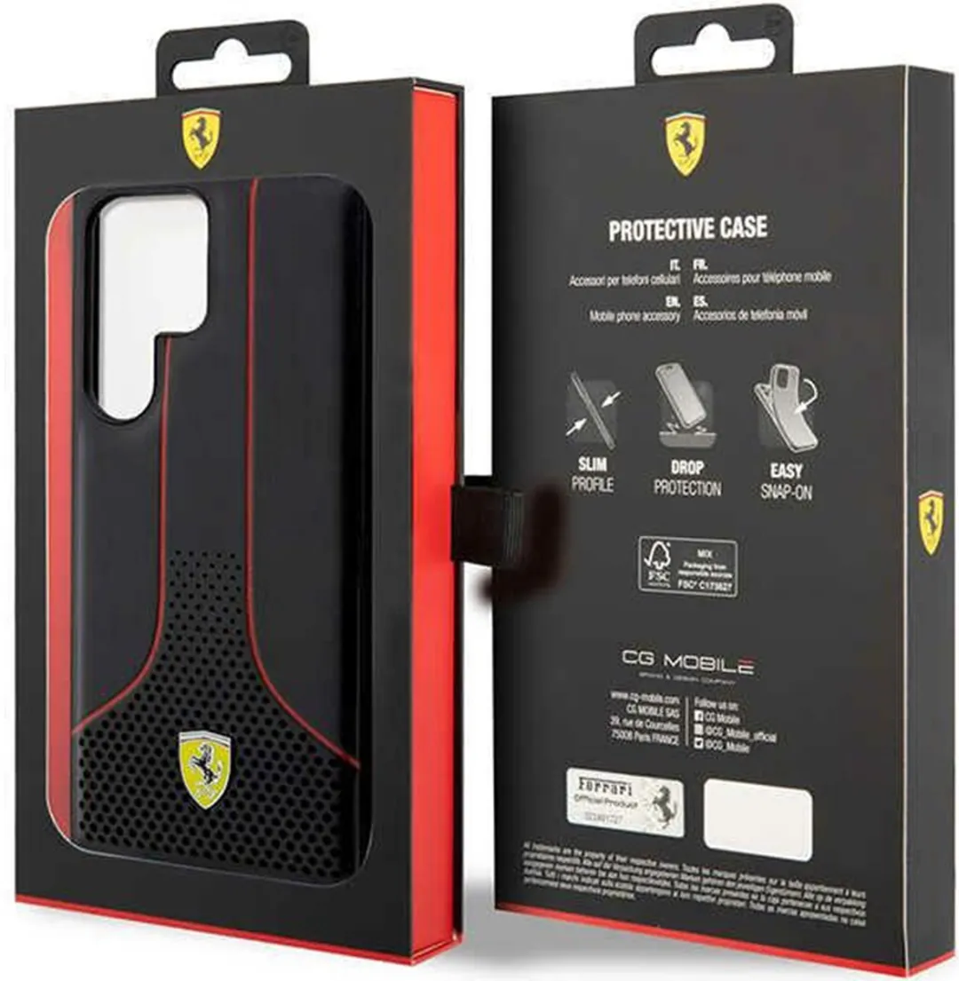 Ferrari Perforated Back Case - Samsung Galaxy S23 Ultra - Zwart