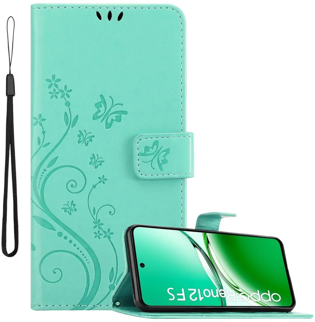 Cadorabo Hoesje geschikt voor Oppo Reno 12 FS in BLOEMEN TURKOOIS