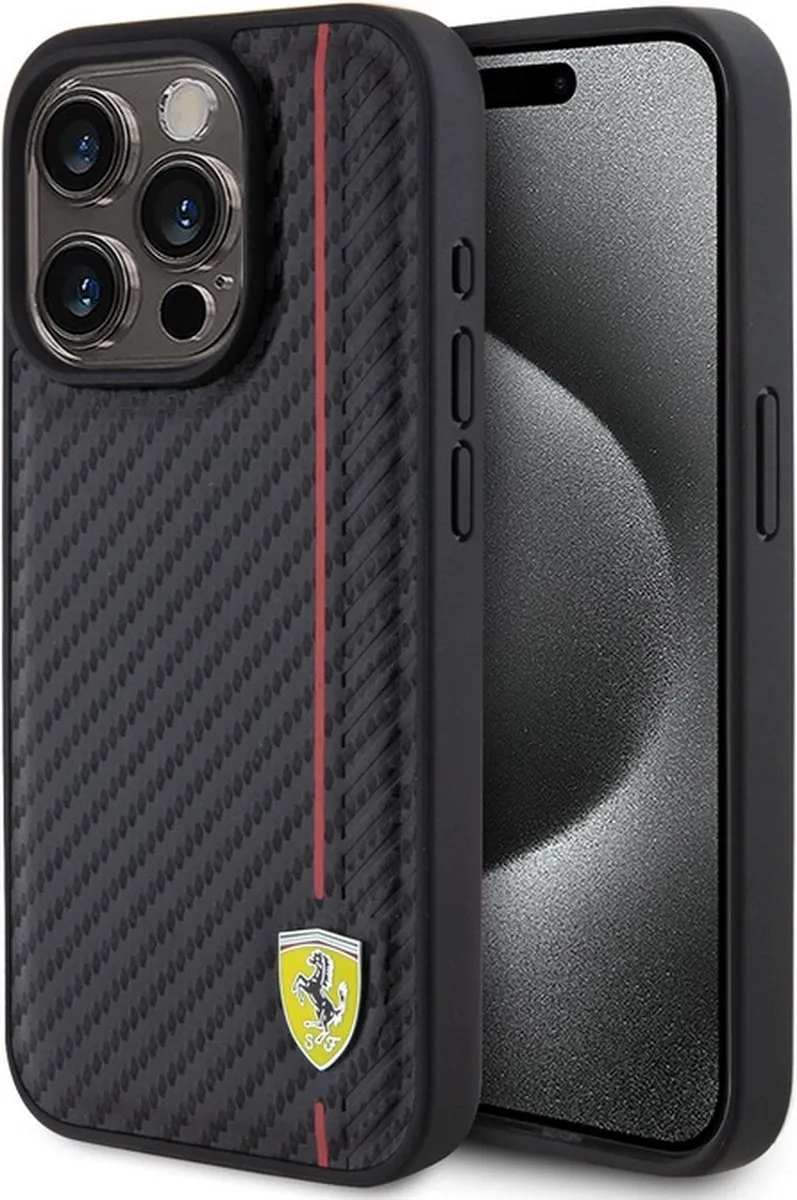 Ferrari Carbon Red Stripe Hoes iPhone 15 Pro