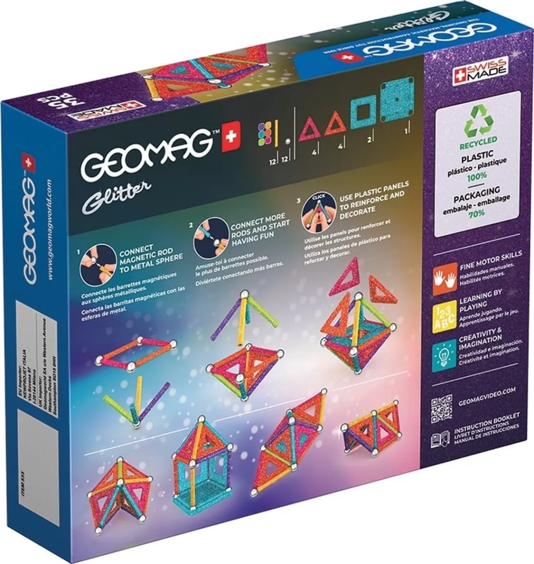 Geomag Glitter Panels - 35 Stuks Multikleur