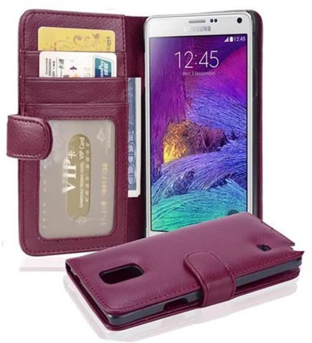 Cadorabo Hoesje geschikt voor Samsung Galaxy NOTE 4 in BORDEAUX PAARS