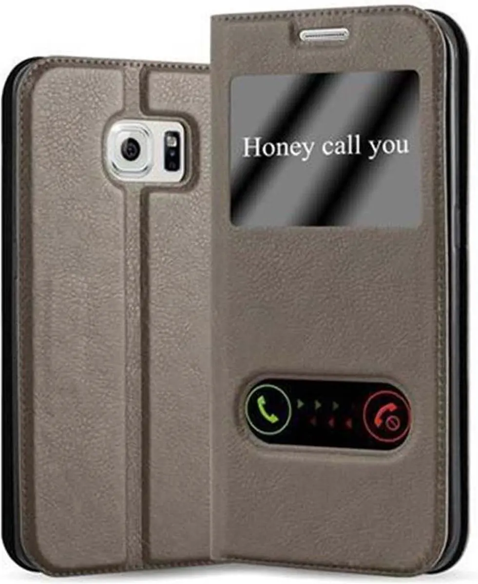 Cadorabo Hoesje geschikt voor Samsung Galaxy S6 EDGE in STEEN BRUIN