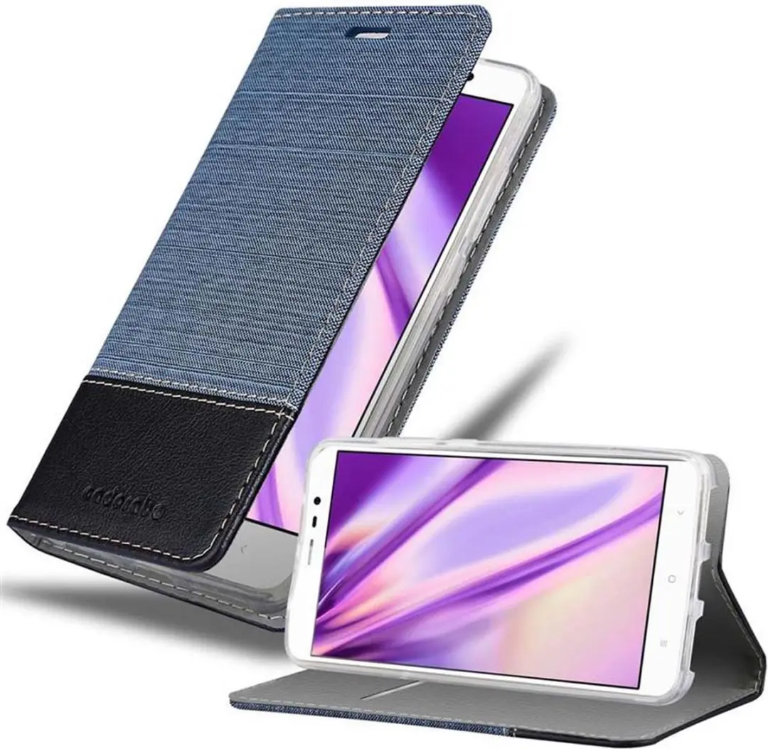 Cadorabo Hoesje geschikt voor Xiaomi RedMi NOTE 4 in DONKERBLAUW ZWART - Beschermhoes met magnetische sluiting, standfunctie en kaartvakje Book Case Cover Etui