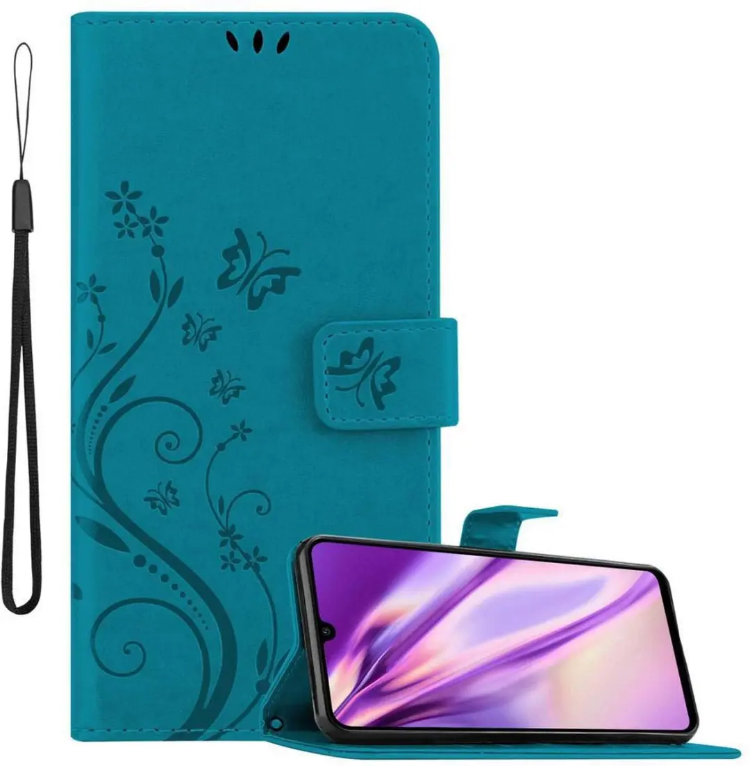 Cadorabo Hoesje geschikt voor Huawei P30 LITE in BLOEMEN BLAUW