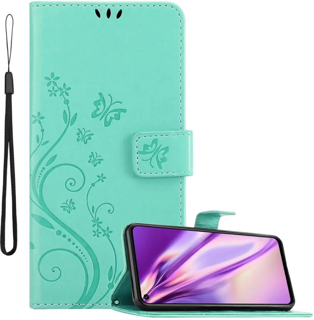 Cadorabo Hoesje geschikt voor Honor 20 / 20S / Huawei NOVA 5T in BLOEMEN TURKOOI