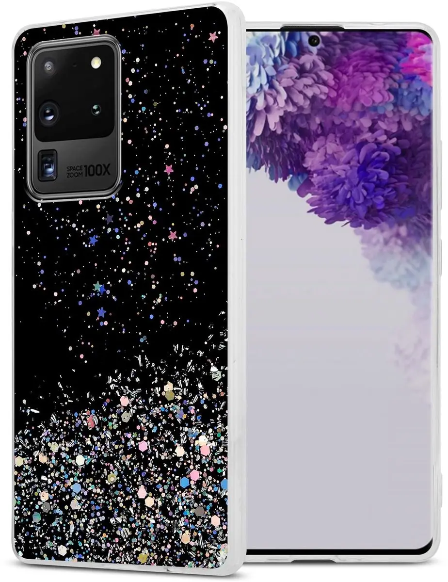 Cadorabo Hoesje geschikt voor Samsung Galaxy S20 ULTRA in Zwart met Glitter