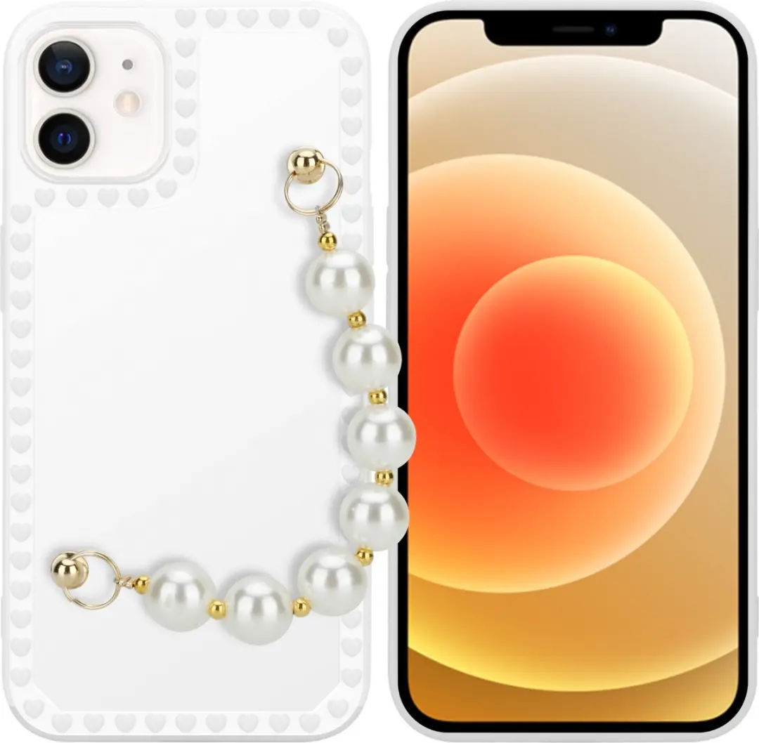 Cadorabo Hoesje geschikt voor Apple iPhone 12 in Wit met parels