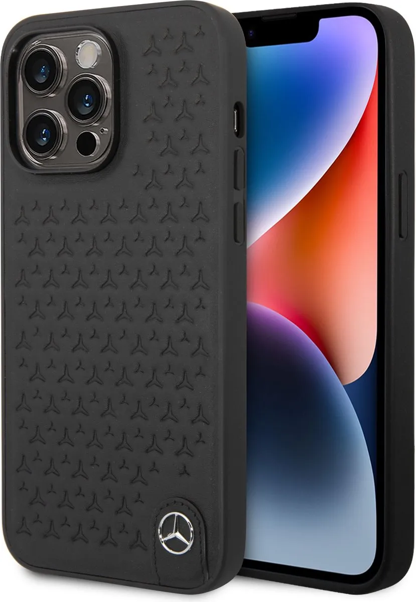 Mercedes-Benz Pu Leerhoesje iPhone 14 Pro Max - Zwart