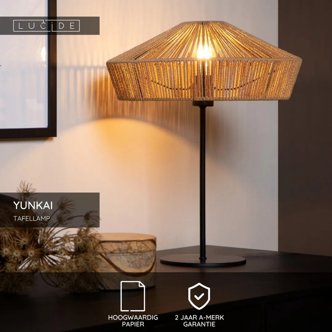 Lucide Yunkai Tafellamp Ø40cm - Naturel