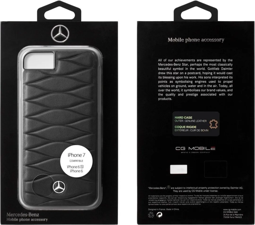 Mercedes-Benz Leather Back Case iPhone 7/8/SE 2020/2022 - Zwart