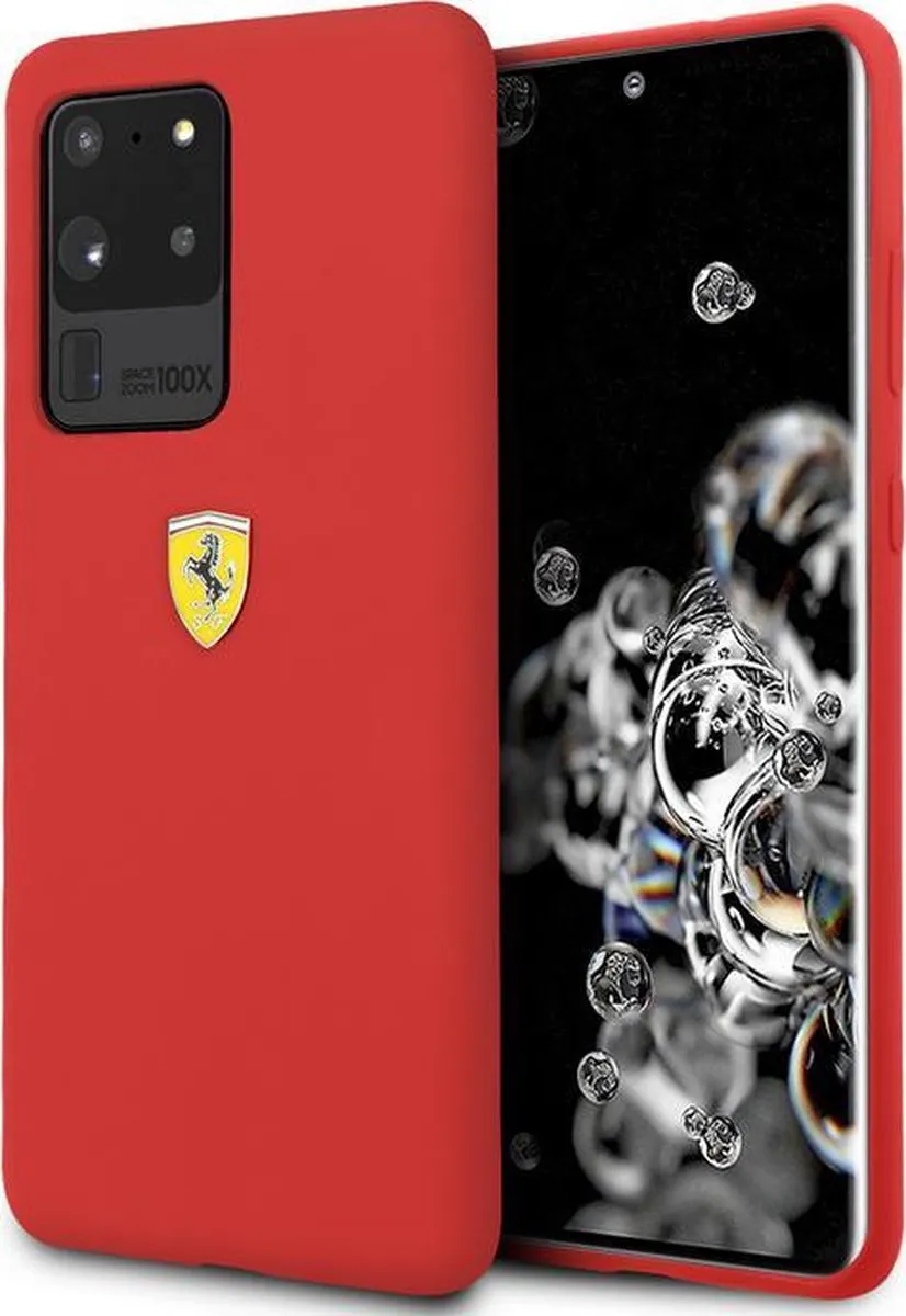 Ferrari SF Silicone Hoes Samsung Galaxy S20 Ultra - Rood