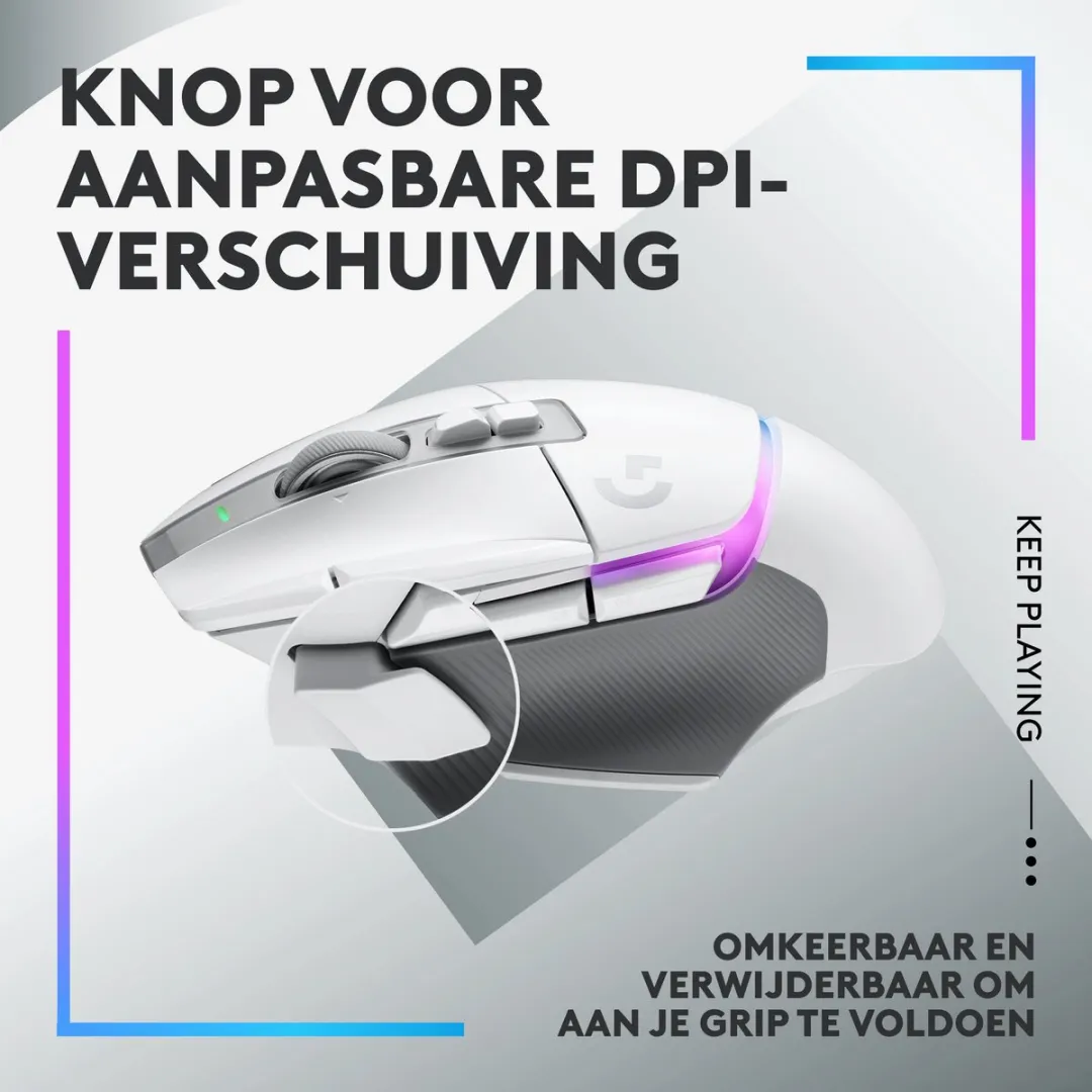 Logitech G502 X Plus - Draadloze Gaming muis - Rechtshandig - Optisch - RGB - Wit