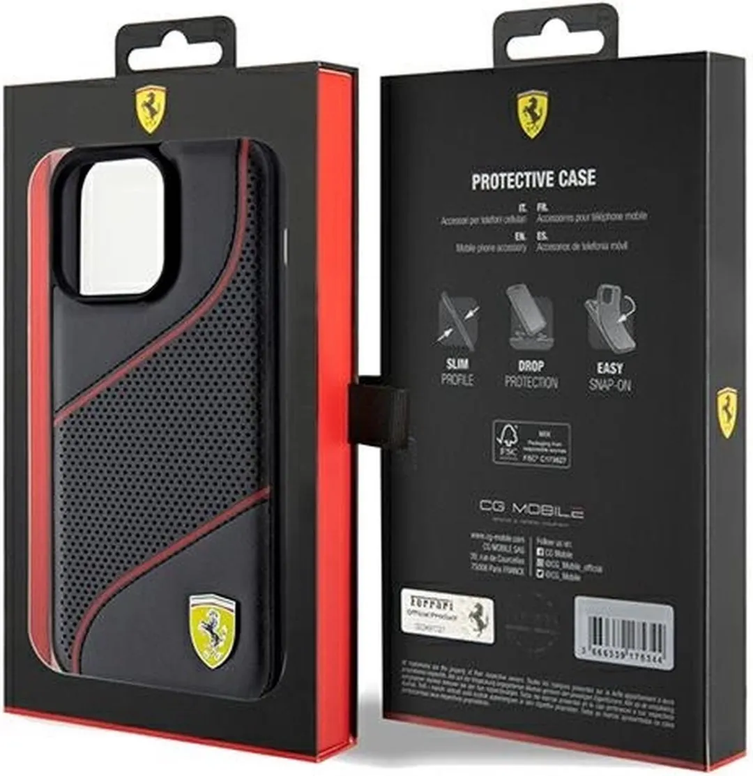 Ferrari PU Leather iPhone 15 Pro Max Hoesje - Zwart