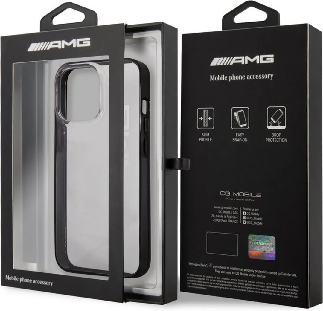 iPhone 12/12 Pro Metallic Black Edges Back Cover - Transparant - afbeelding 3 van 3