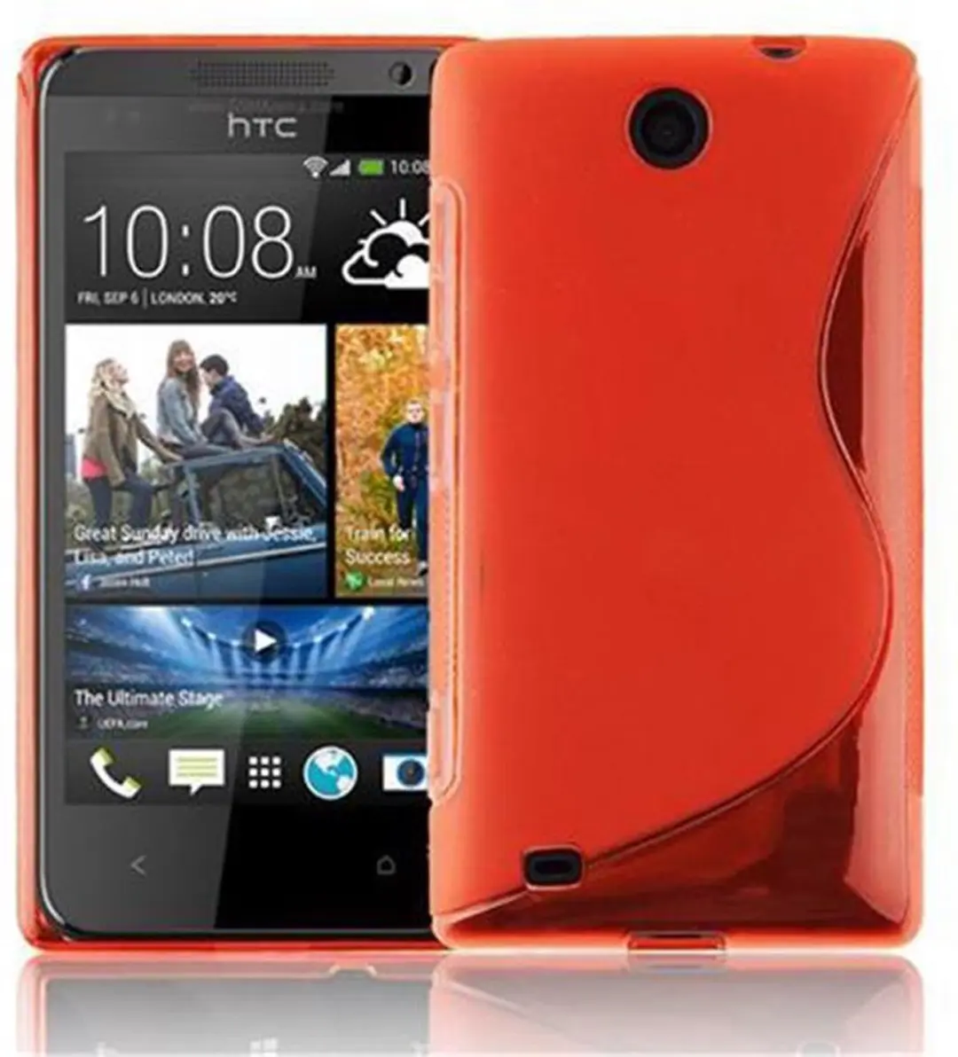 Cadorabo Hoesje geschikt voor HTC Desire 300 in INFERNO ROOD