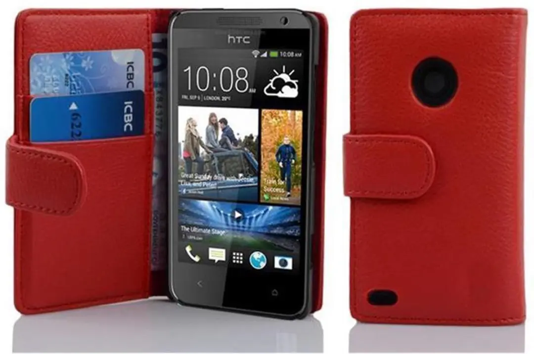 Cadorabo Hoesje geschikt voor HTC Desire 300 in INFERNO ROOD