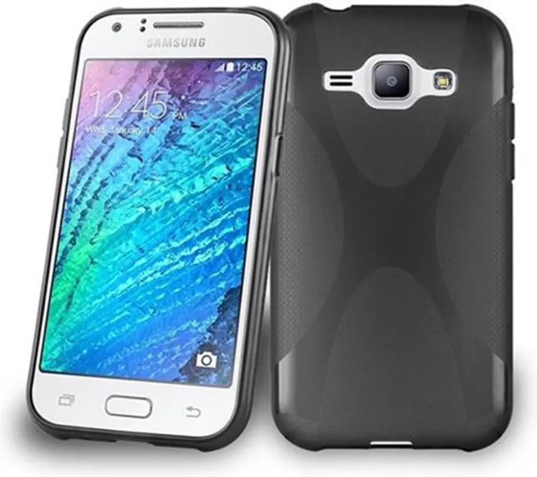 Cadorabo Hoesje geschikt voor Samsung Galaxy J1 2015 in ZWARTE OXIDE