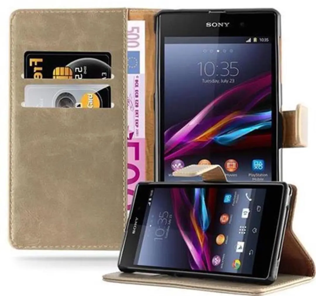Cadorabo Hoesje geschikt voor Sony Xperia Z1 in CAPPUCCINO BRUIN