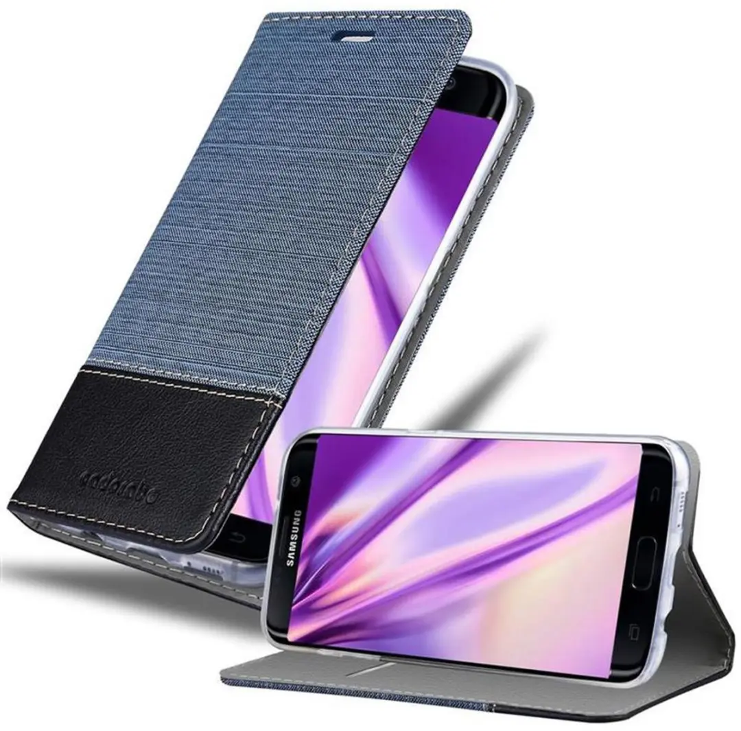 Cadorabo Hoesje geschikt voor Samsung Galaxy S7 EDGE in DONKERBLAUW ZWART