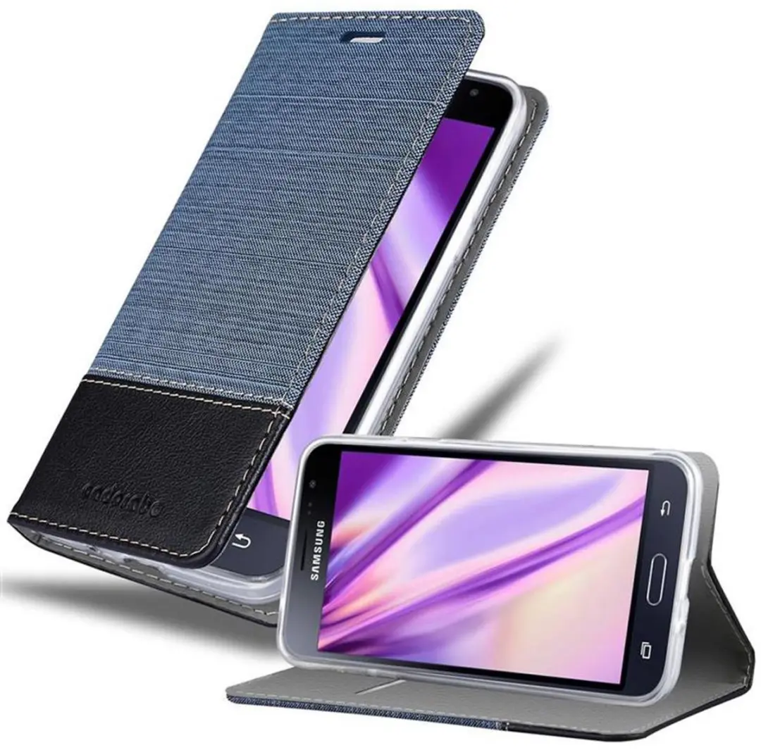 Cadorabo Hoesje geschikt voor Samsung Galaxy J3 2016 in DONKERBLAUW ZWART