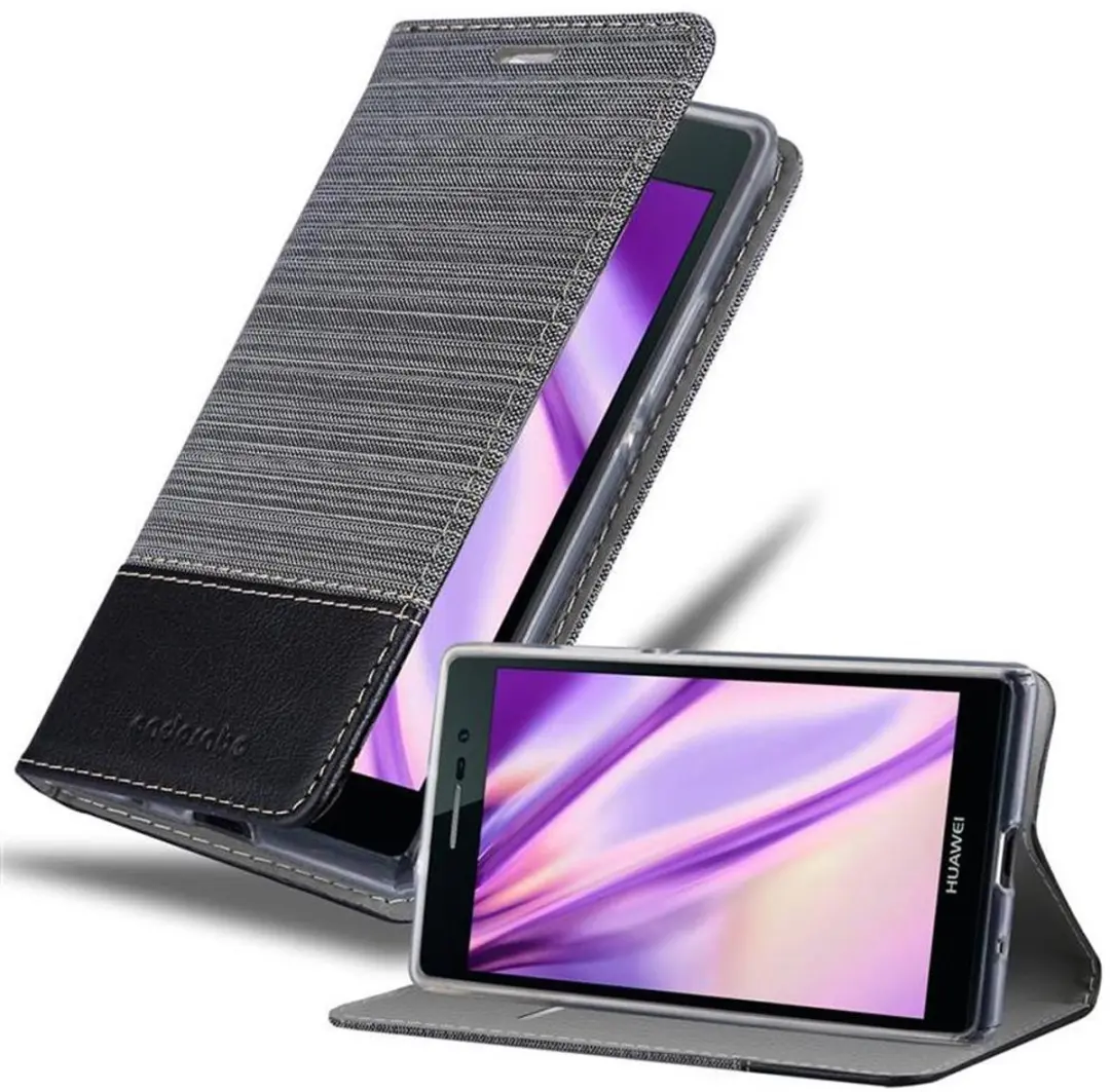 Cadorabo Hoesje geschikt voor Huawei ASCEND P7 in GRIJS ZWART