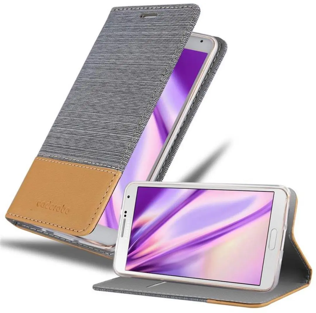 Cadorabo Hoesje geschikt voor Samsung Galaxy NOTE 3 in LICHTGRIJS BRUIN