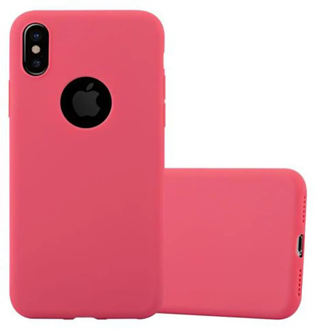 Cadorabo Hoesje geschikt voor Apple iPhone X / XS in CANDY ROOD