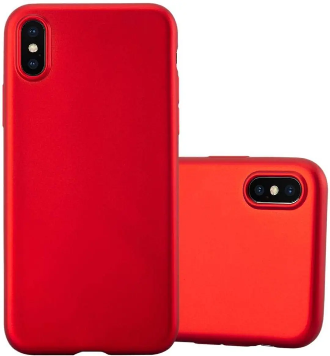 Cadorabo Hoesje geschikt voor Apple iPhone X / XS in METALLIC ROOD