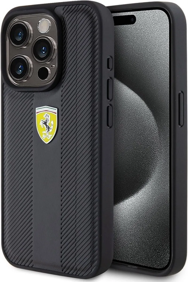 Ferrari Hot Stamp Groove Pattern Hoesje iPhone 15 Pro