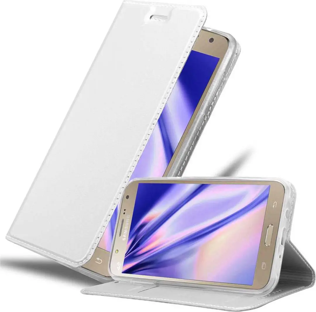 Cadorabo Hoesje geschikt voor Samsung Galaxy J7 2015 in CLASSY ZILVER