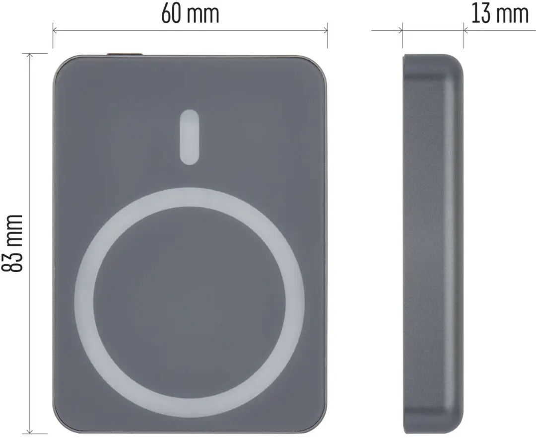 Emos WI 522 Powerbank 5000mAh - 20W - Draadloos opladen - Grijs - afbeelding 3 van 6