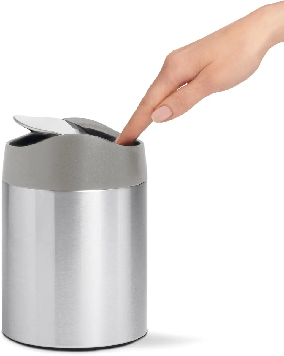 Simplehuman Tafelafvalbakje 1,5L - Geoborsteld Roestvrij Staal - afbeelding 3 van 3