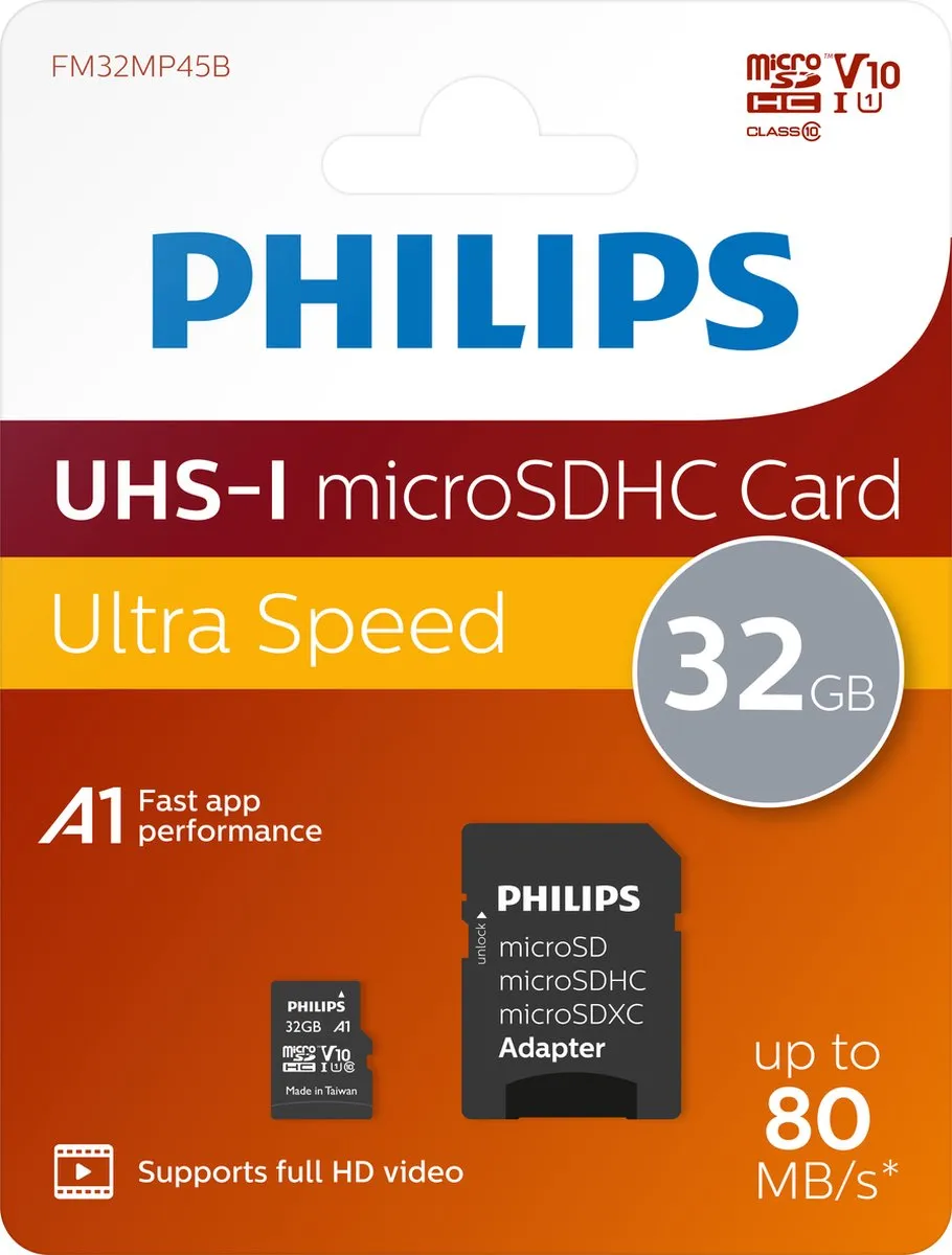 Philips FM32MP45B Micro SDHC 32GB - Class 10 UHS-I