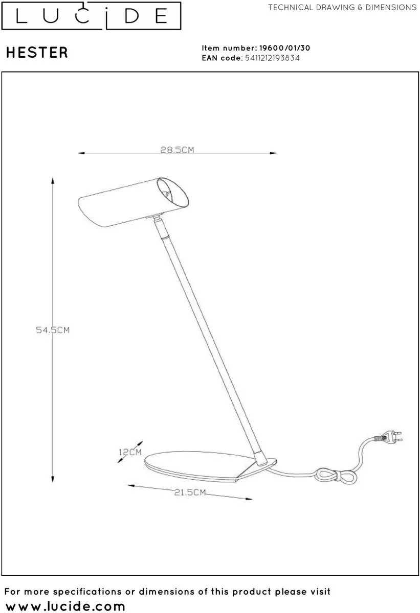 Lucide Hester Bureaulamp GU10 - 7W - Antraciet
