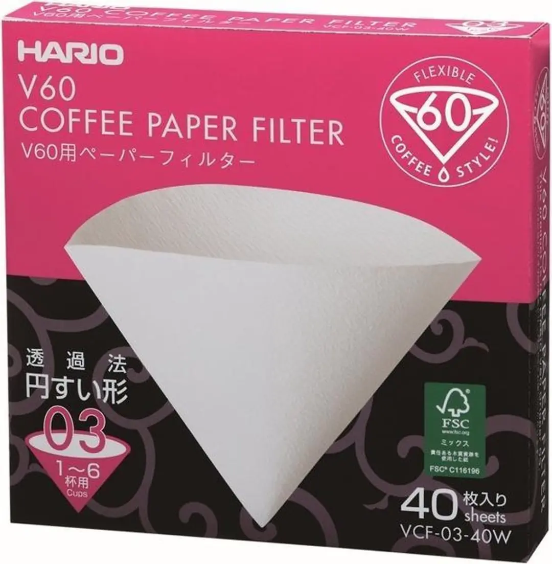 Hario V60 Filterpapier 03 - 40 stuks - Wit - afbeelding 6 van 6