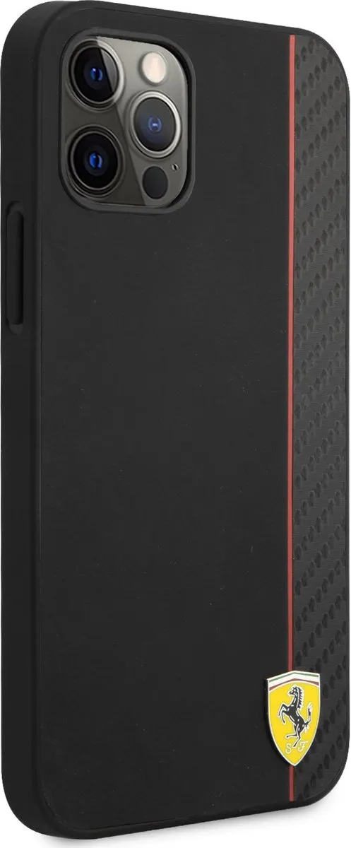 Ferrari Smooth Carbon iPhone 12 Pro Max Hoesje - Zwart