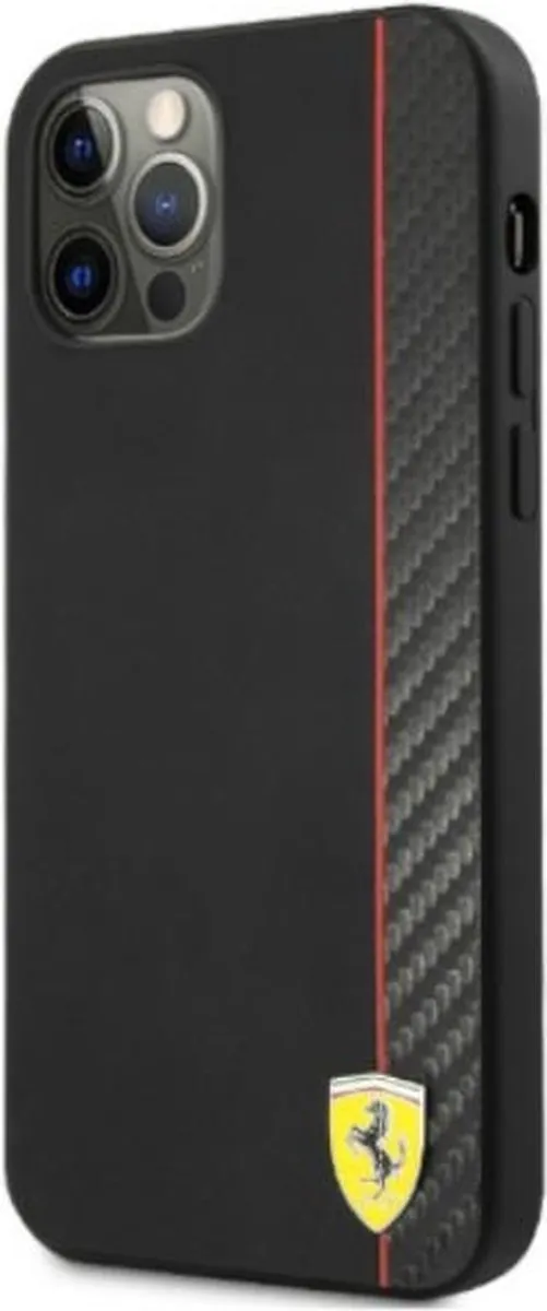Ferrari Smooth Carbon iPhone 12 Pro Max Hoesje - Zwart