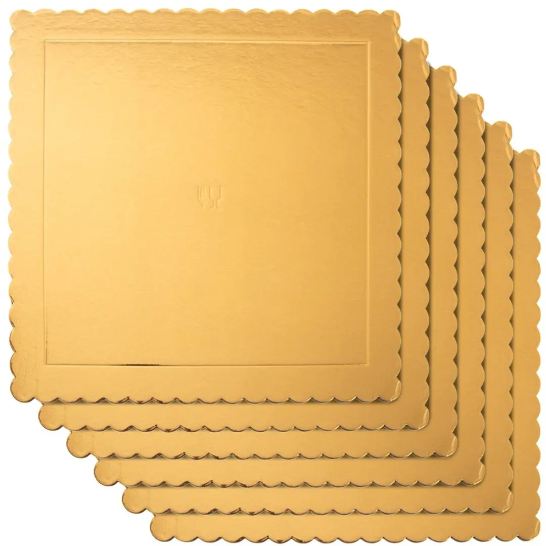 Taartonderlegger Gouden Vierkant 34x34 cm 6 stuks
