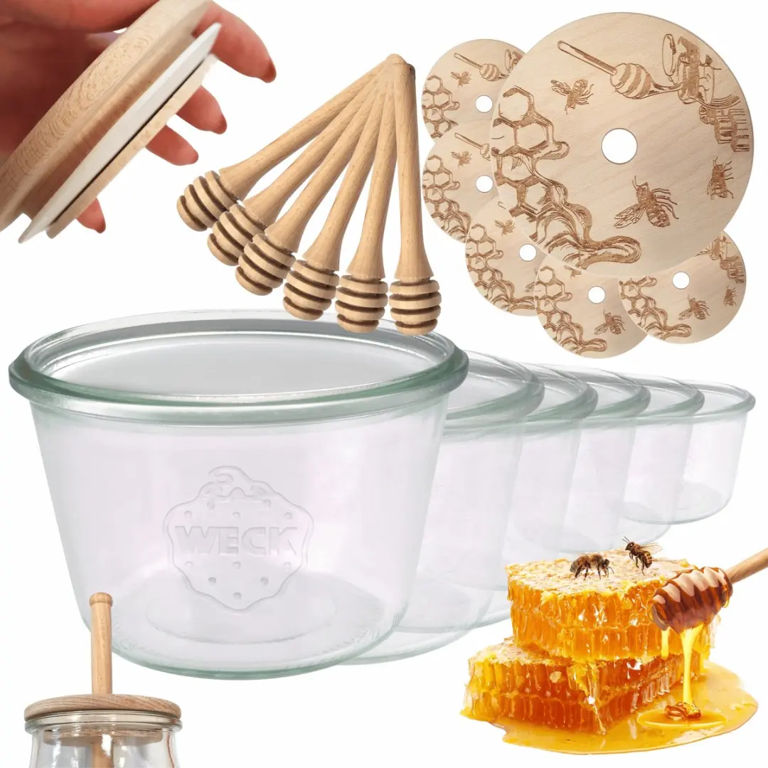 Weck Honing Potten met Lepel 370ml