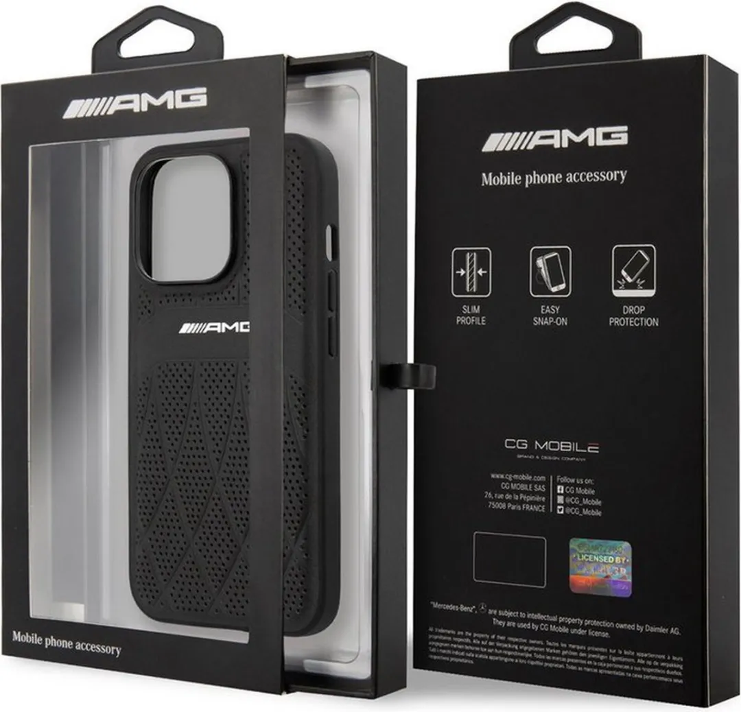 Mercedes-Benz AMG Leather Back Case - iPhone 14 Pro Max - Zwart