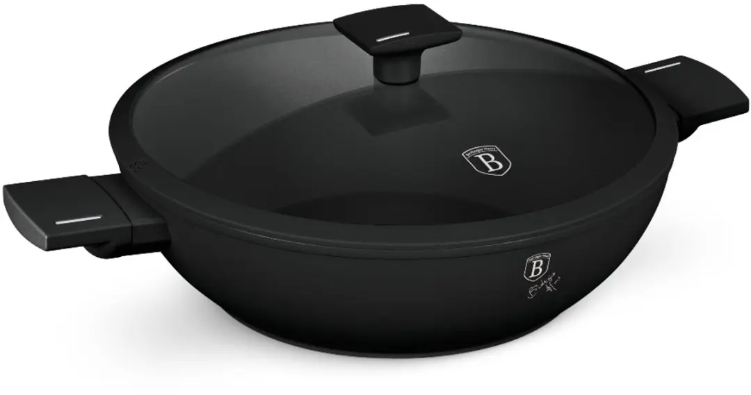 Wokpan met titaniumcoating en deksel, 30 cm, Matte Black Collection