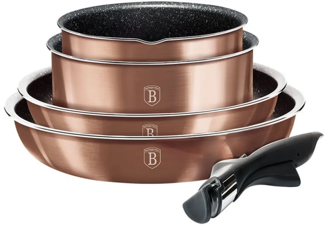 Servies set met afneembare handgrepen, 9-delig, Rosegold Metallic Line